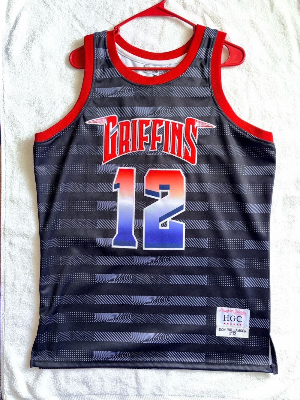 Zion Williamson Griffins #12 Basketball Jersey in Black & Red
